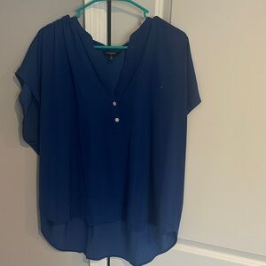 Atmosphere Deep Blue V-Neck Short Sleeve Blouse